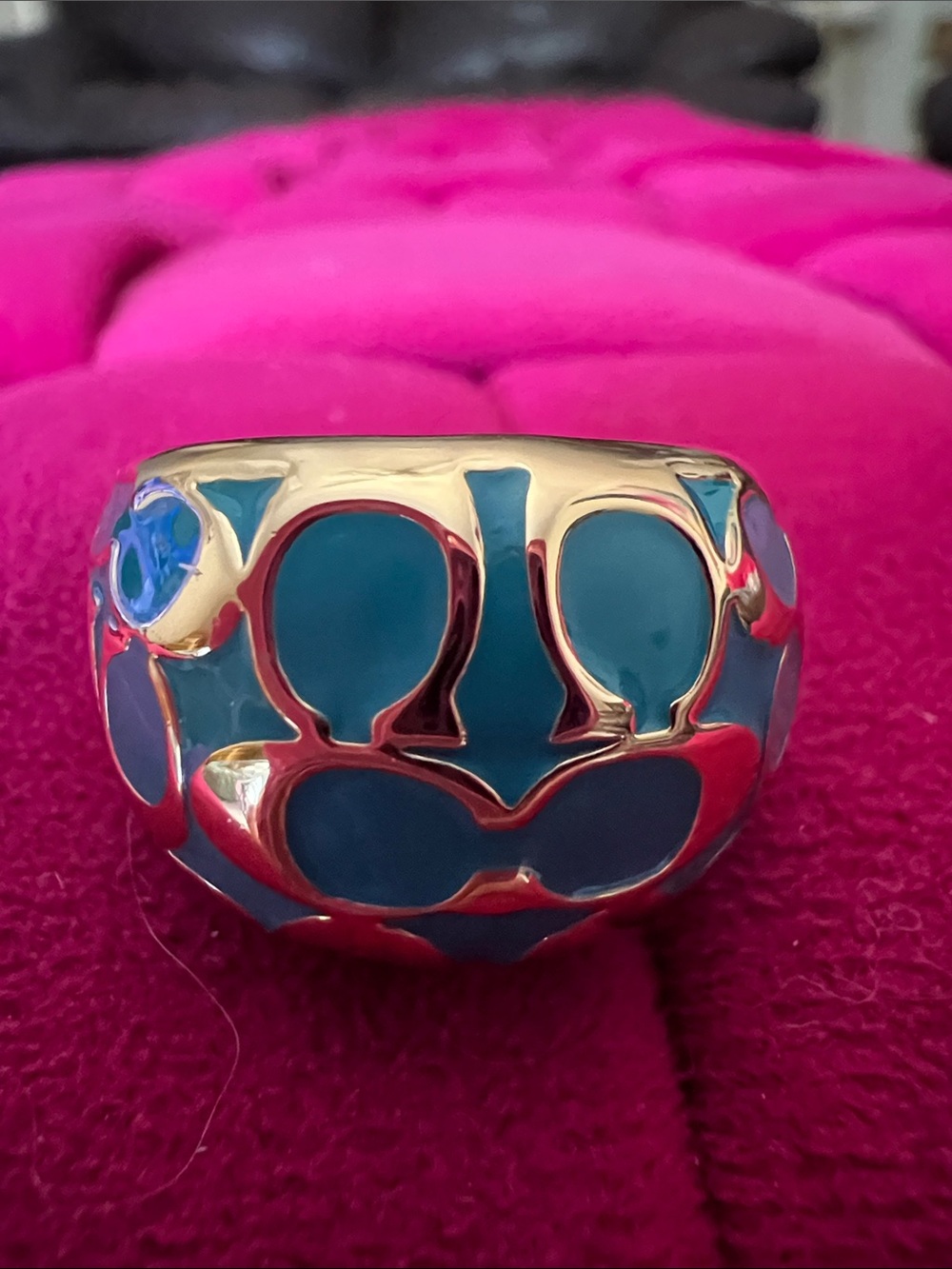 Coach Gold & Turquoise Ring-NWOT - Picture 4 of 9
